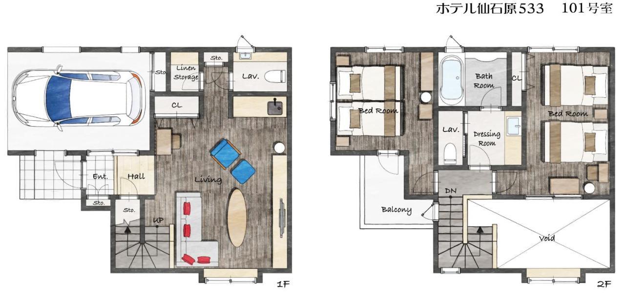 101, 2 twin bedrooms and Living Room Maisonette Suite, 88㎡